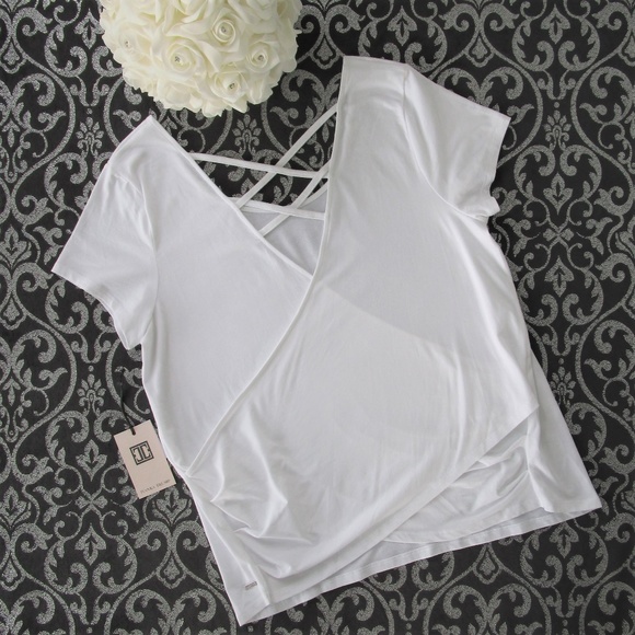 Ivanka Trump Tops - NWT Ivanka Trump White Modal Cross Back Tee Blouse